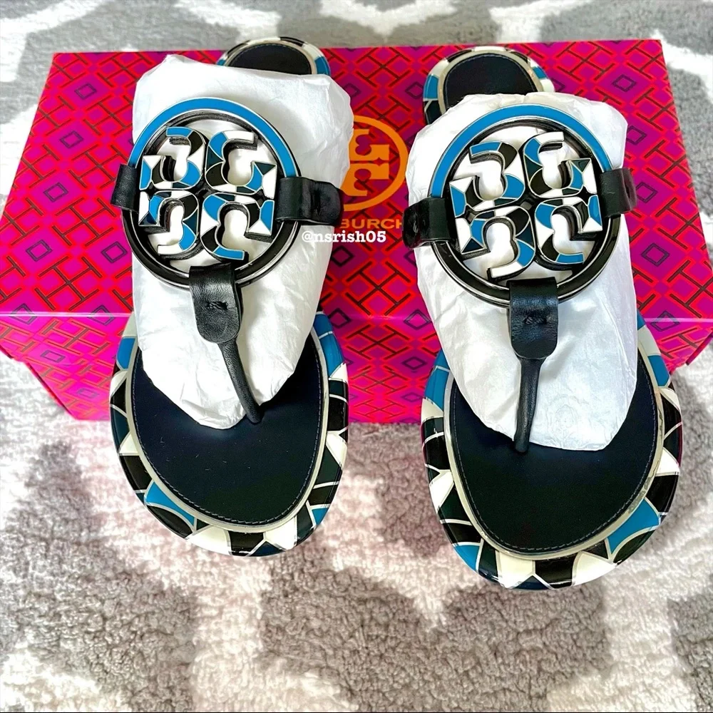 ☀️NEW☀️TORY BURCH Miller Sandals Enamel Black 8.5 - Picture 8 of 12